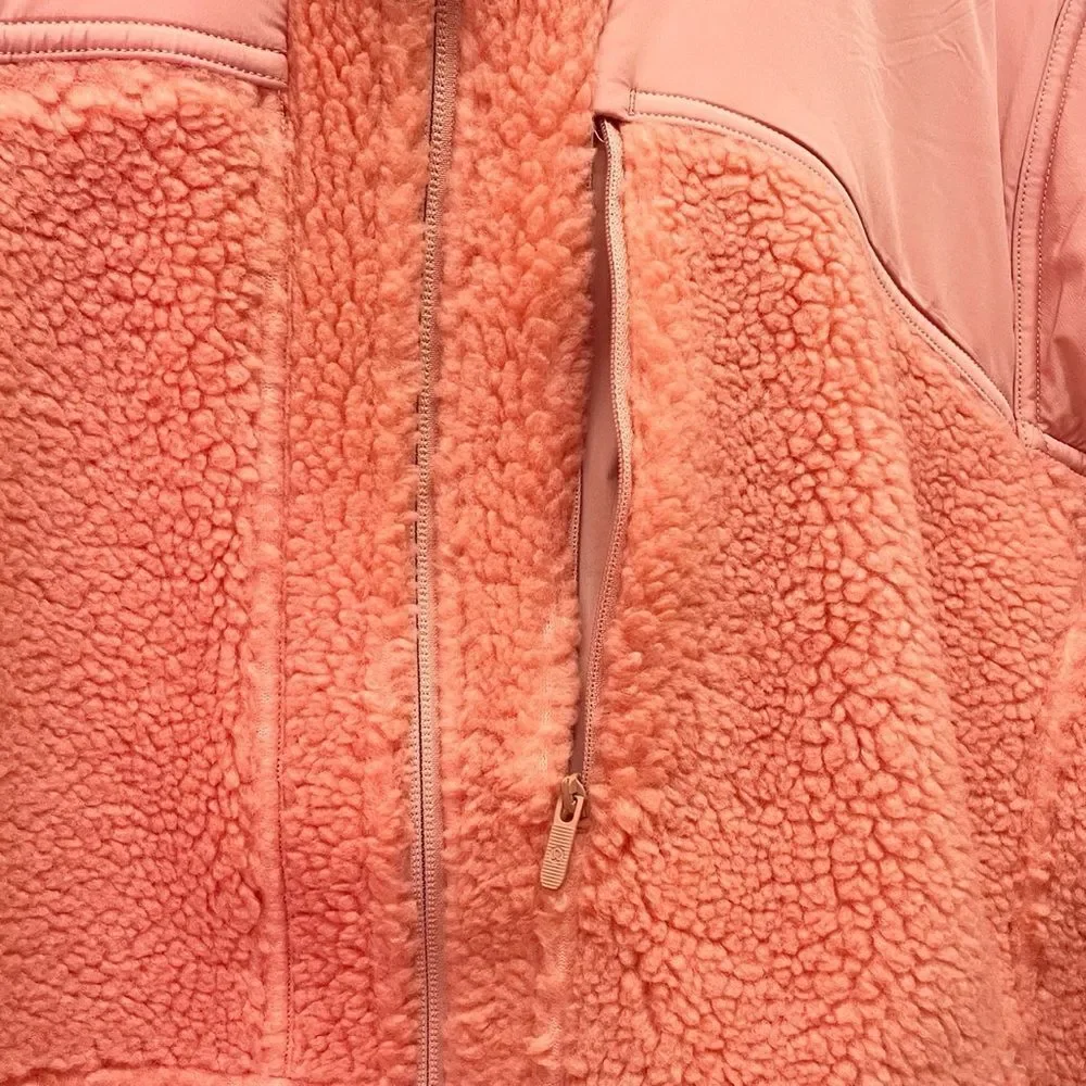 NWT Lululemon Textured Fleece Full Zip Jacket Pink Savannah Size 12 Athleisure